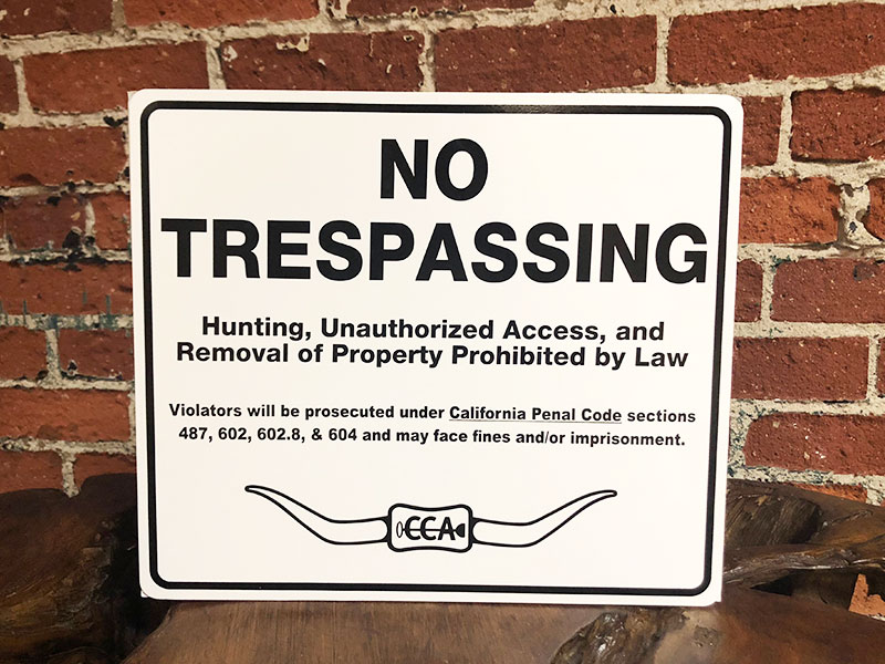 CCA No Trespassing Sign