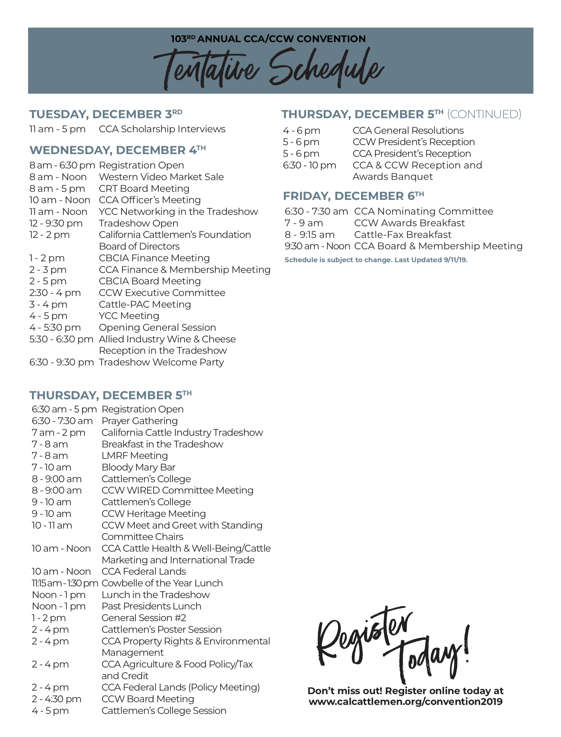 103rd Annual CCA/CCW Convention – California Cattlemen's Association